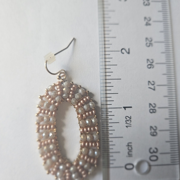 Brown Bead-Embellished Dangle Earrings - Picture 4 of 4